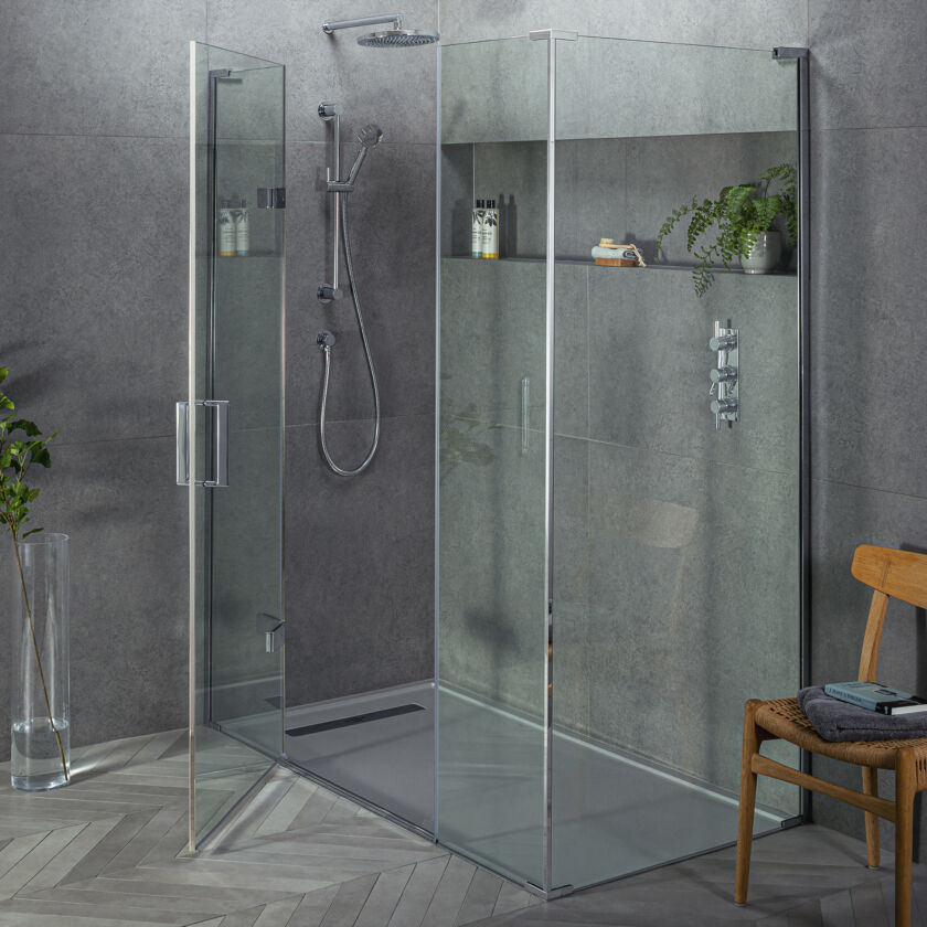 EPIC - Hinged Door with Hinge Panel and Inline Panel for Corner