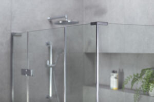 a glass Matki shower enclosure in a bathroom