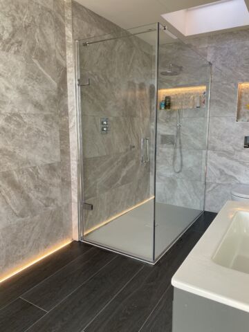 a shower in a bathroom