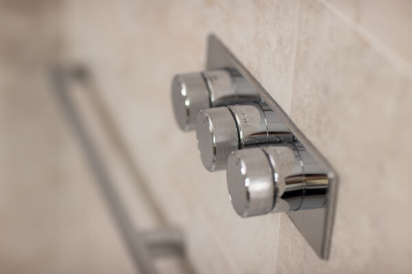 a close up of a shower mixer tap