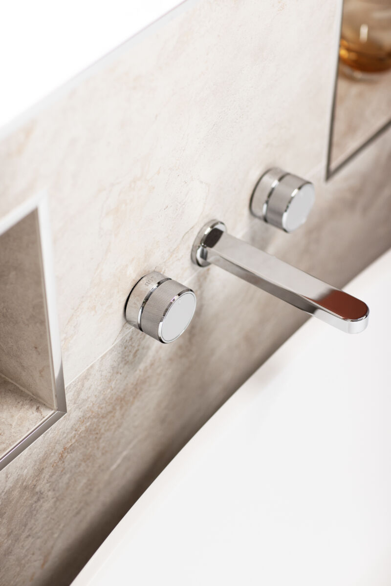 a close up of a basin mixer