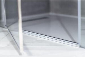 a close up of a glass door